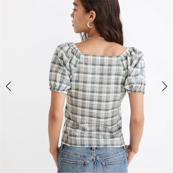 Madewell Plaid Puff-Sleeve Crop Top, size XS - Picture 6 of 6